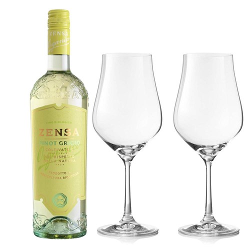 Zensa Pinot Grigio IGP 75cl White Wine And Crystal Classic Collection Wine Glasses